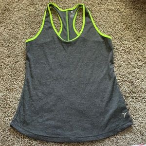 Old navy active workout tank Grey neon green EUC semi fitted small